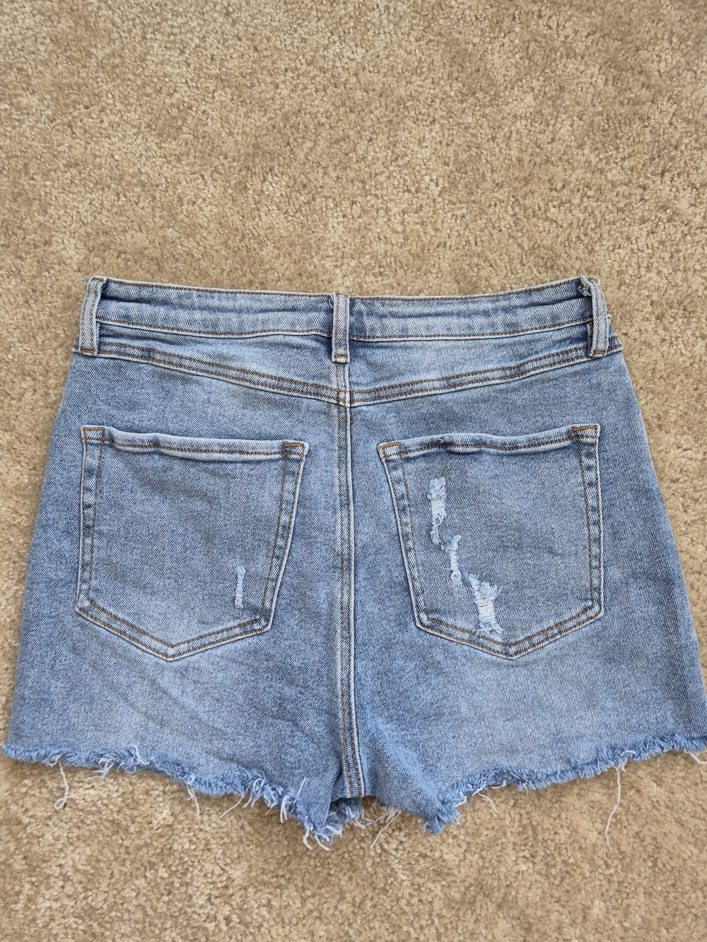 Fashion Nova Light Blue High-Rise Distressed Jean Shorts - Picture 4 of 5